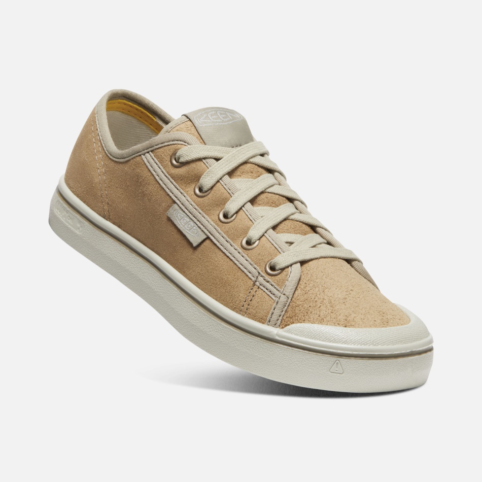 Skarp Beige-sølv Birk Dames Elsa Harvest Lædersneaker