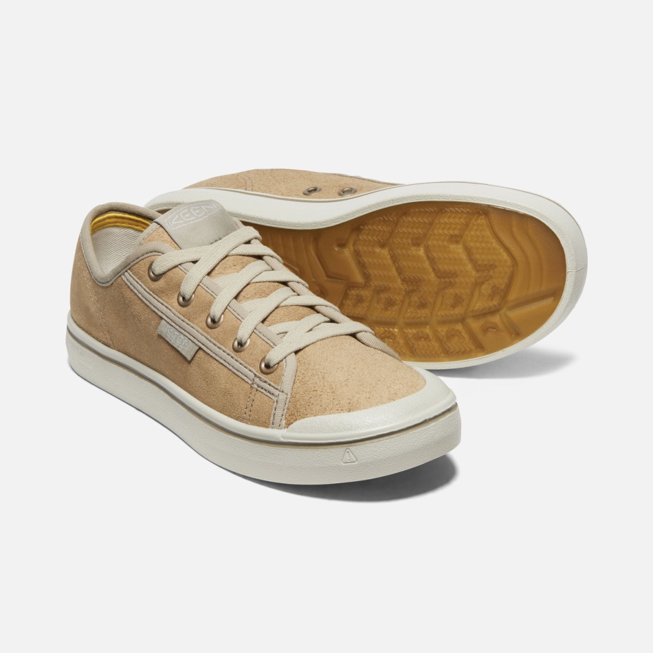 Skarp Beige-sølv Birk Dames Elsa Harvest Lædersneaker