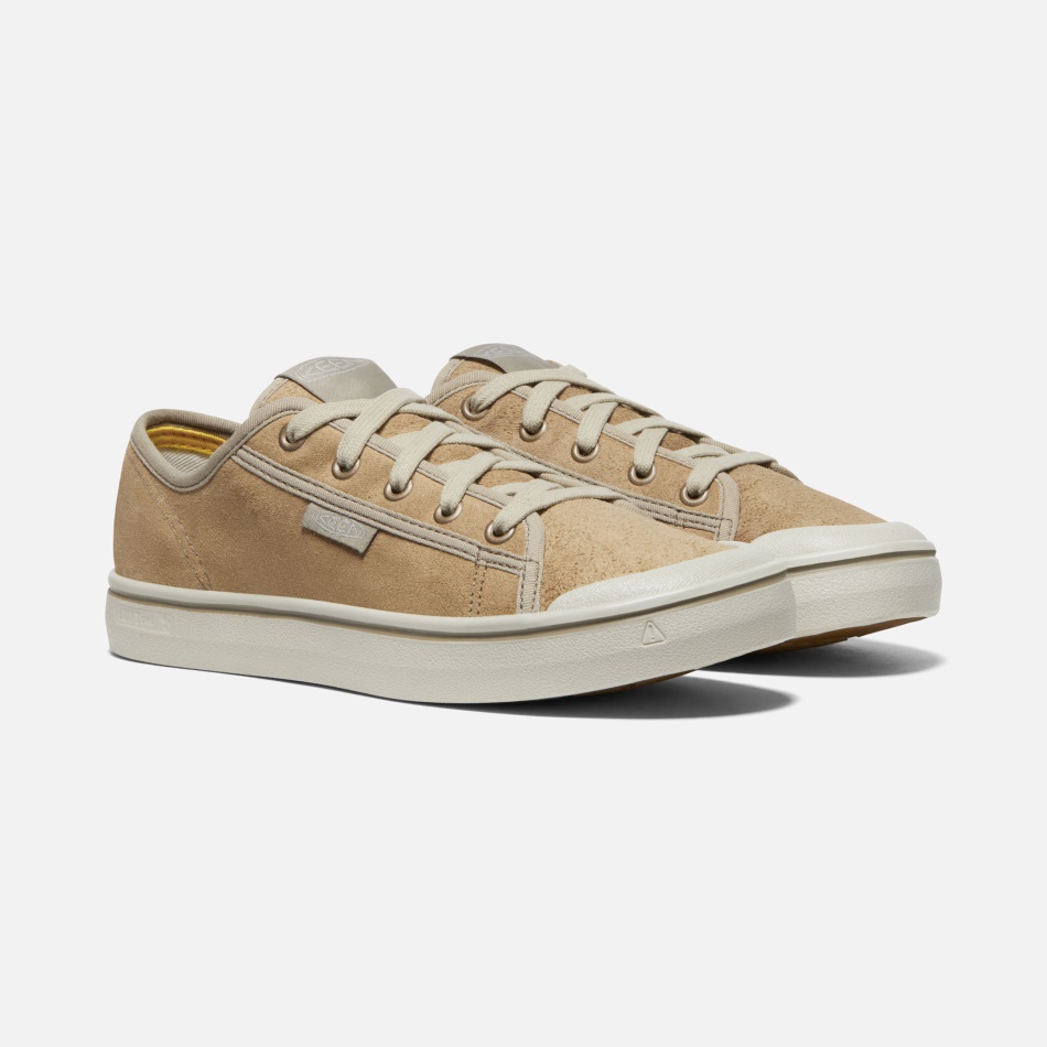 Skarp Beige-sølv Birk Dames Elsa Harvest Lædersneaker