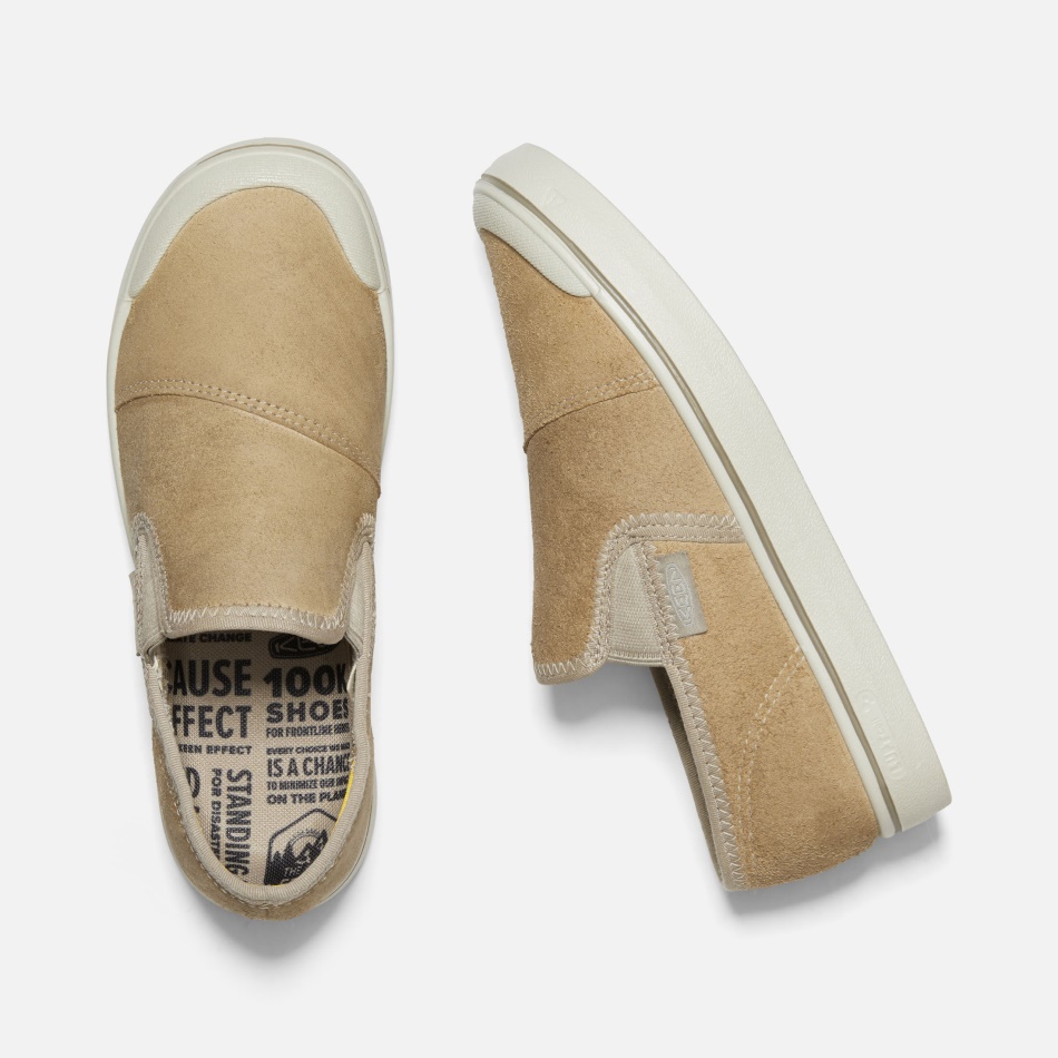 Beige-sølv Birk Skarp Dame Elsa Harvest Læder Slip-on