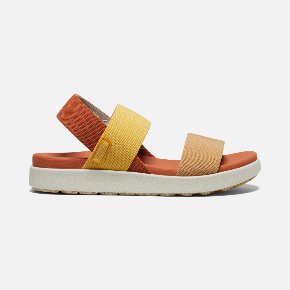 Ivrig Fossil Orange-sølv Birk Dame Elle Sandal Med Bagstrop