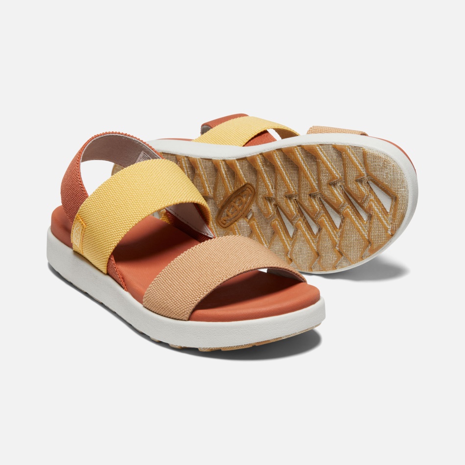 Ivrig Fossil Orange-sølv Birk Dame Elle Sandal Med Bagstrop